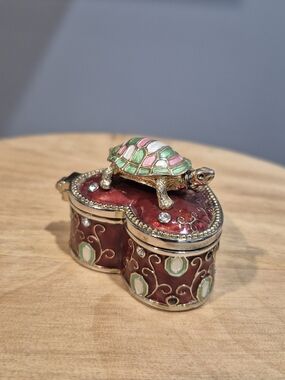 Enameled Turtle Jewelry Hinged Trinket Heart Box By Things Remembered